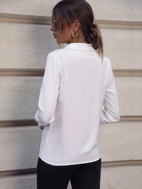 Fashionable Elegant Business Style Long Sleeve Shirt With Pearl Button - Lootquake