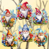 Garden Gnomes Decorative Wooden Clip-on Ornaments Set of 6 by G. Debrekht - Christmas Decor - 8090030C-S6