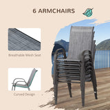Juego de muebles de patio de ocho piezas con sombrilla y sillas