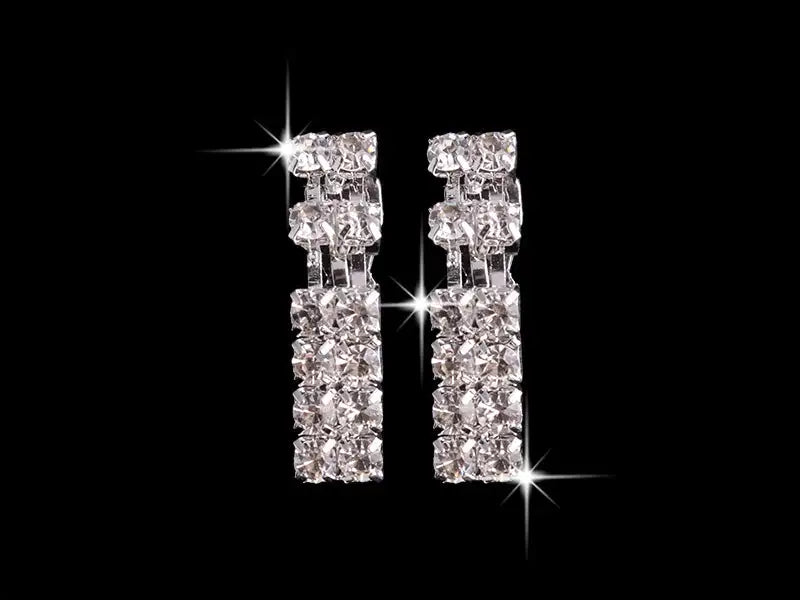 4 Pieces Rhinestones Necklace Set With Earrings Ring And Bracelet Fashion Jewelry For Women - Lootquake