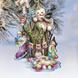 Christmas Time Wooden Ornaments by Jamie Mills-Price - Christmas Santa Snowman Decor - 8457502