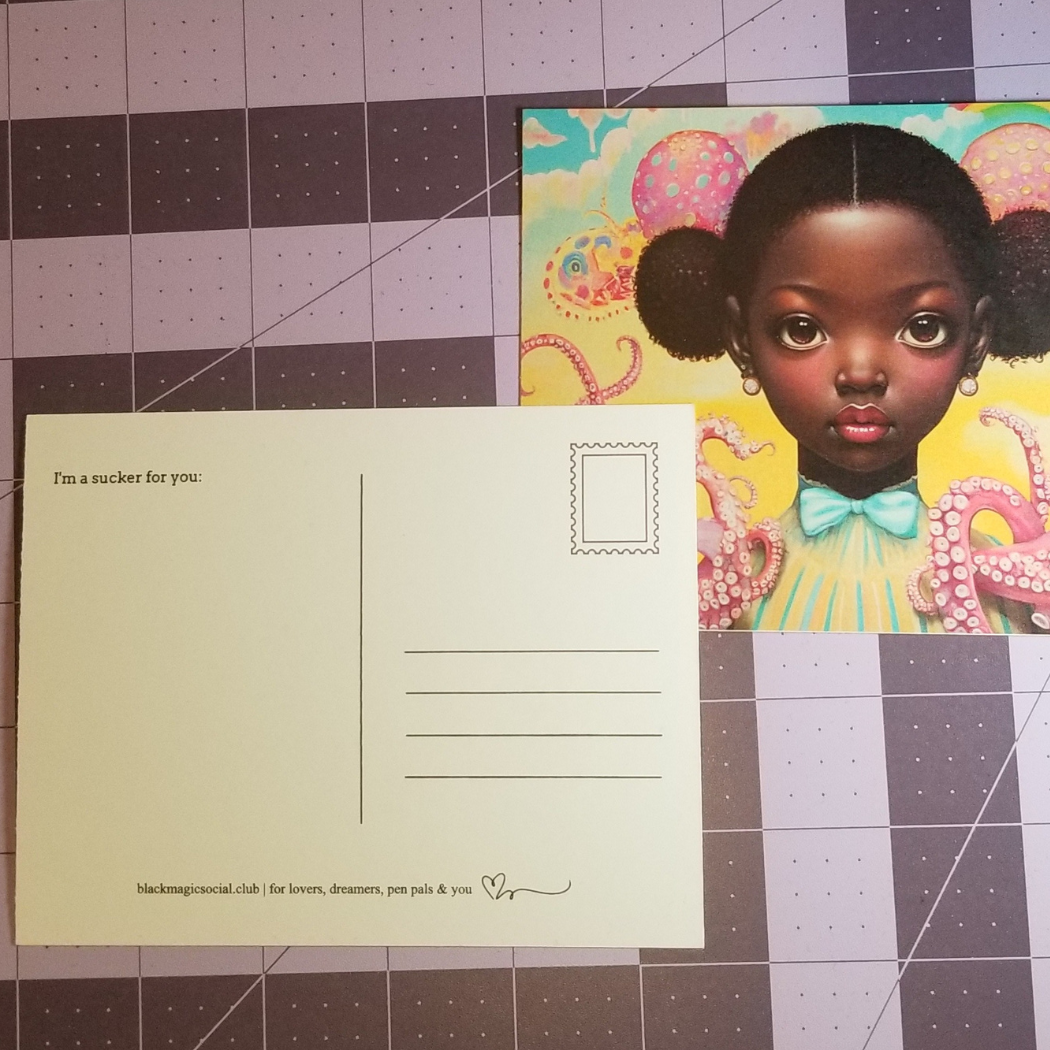 Afrofuturistic & Surreal Pastel Tentacle Postcard