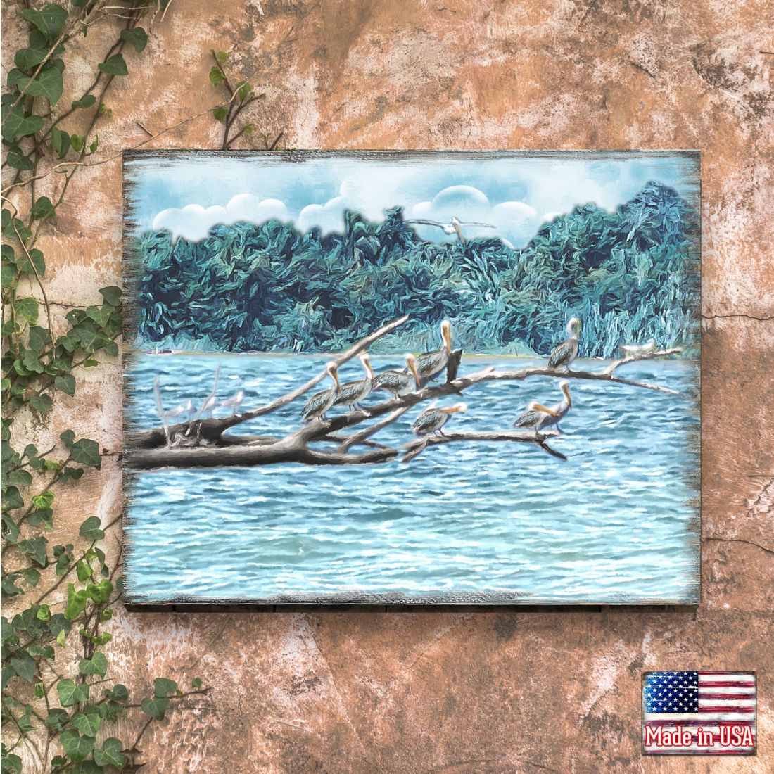 Island Paradise Seabirds Wooden Coastal Wall Art by Nature Wonders - Coastal Sea-Life Decor - 95252-7B