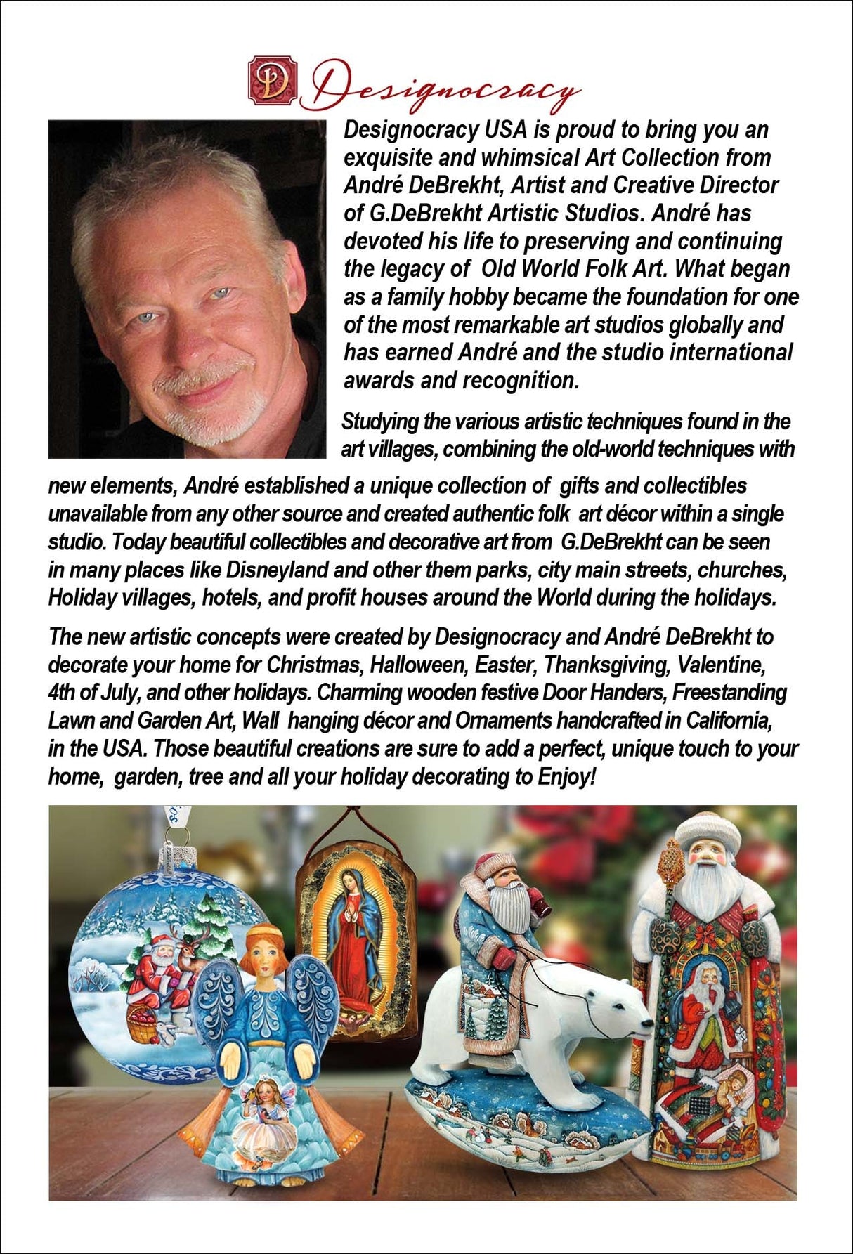 Santa Express Wreath Sculpted Hand-Painted Christmas Ornament by G. DeBrekht - Santa Snowman Christmas Decor - 610315