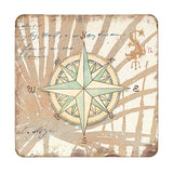 Compass Coastal Wooden Cork Coasters Gift Set of 4 by Nature Wonders - Coastal Sea-Life Decor - 8198620C-S4