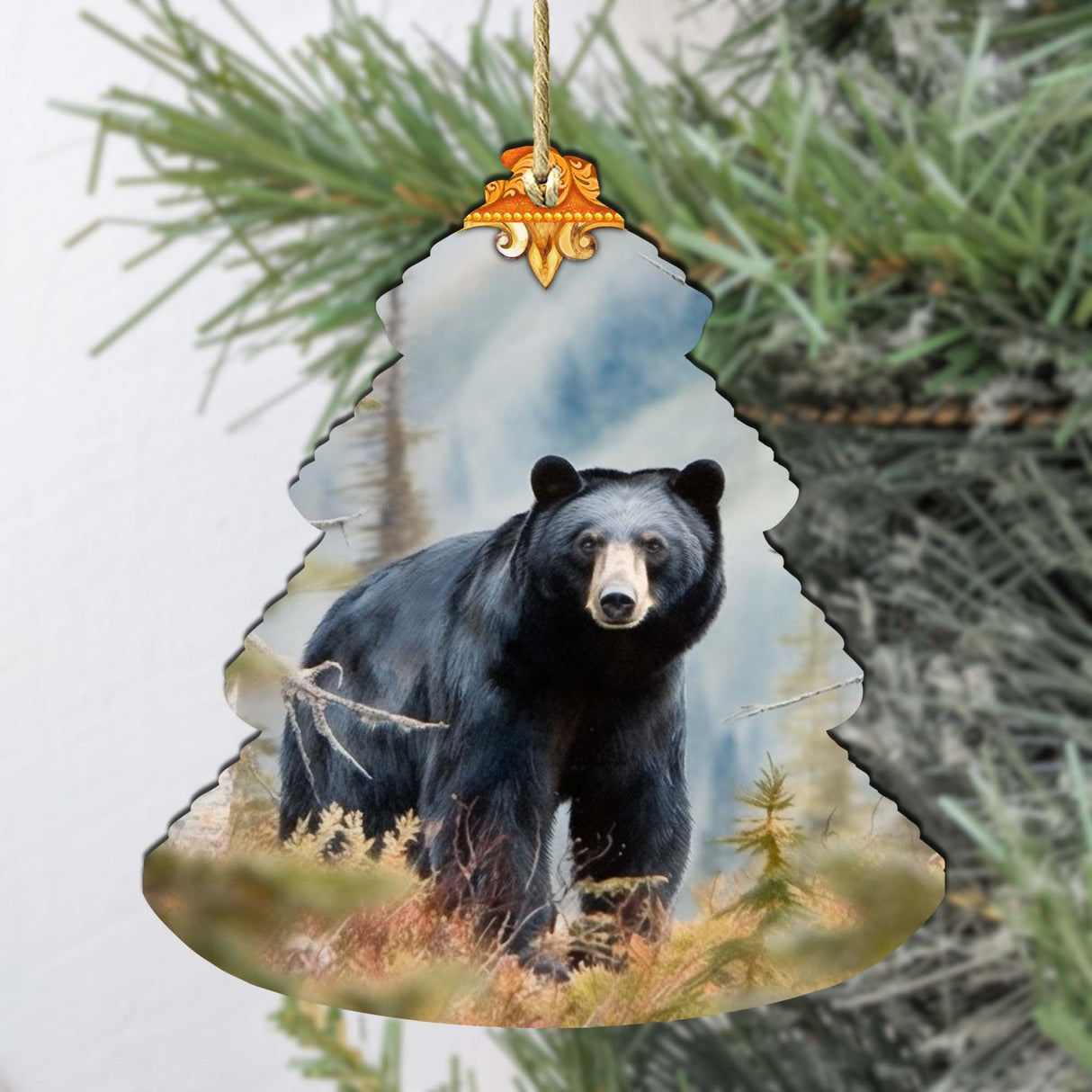 Adornos de madera para el árbol del oso negro de Alaska de G.Debrekht - Decoración navideña con temática de vida silvestre - 870008