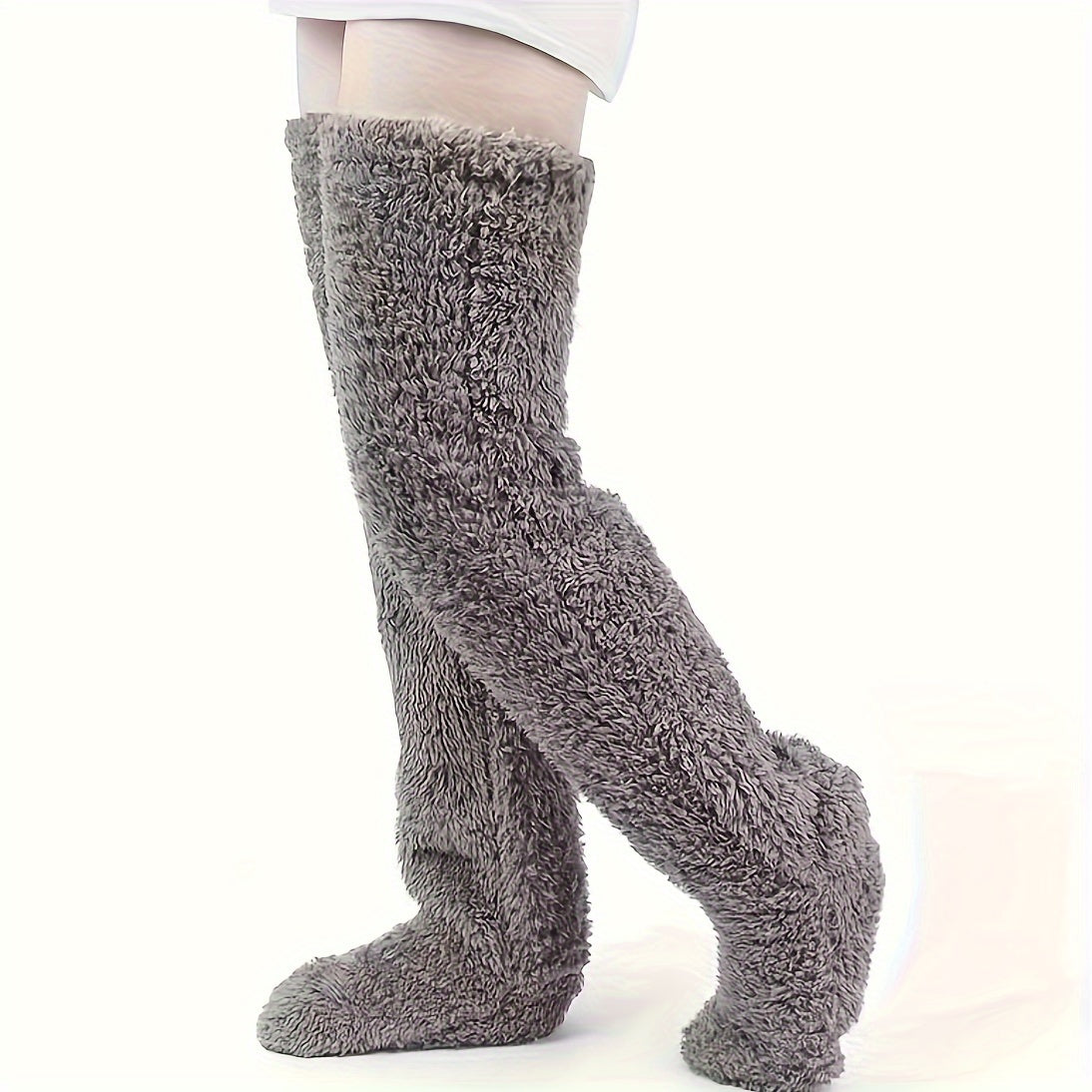 Calcetines afelpados hasta el muslo para parejas: medias de punto cálidas y duraderas por encima de la rodilla, de fácil cuidado.