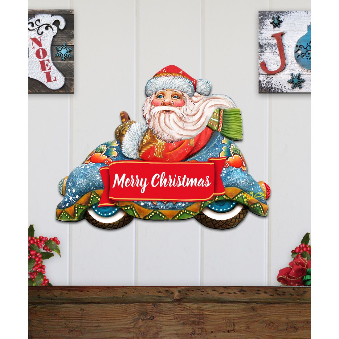 Merry Christmas Santa Door Decor by G. DeBrekht - Christmas Santa Snowman Decor - 8112045-2H