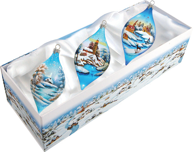 Classical Drops Glass Ornament Set of 3 by G. DeBrekht - Christmas Decor - 74121-B3