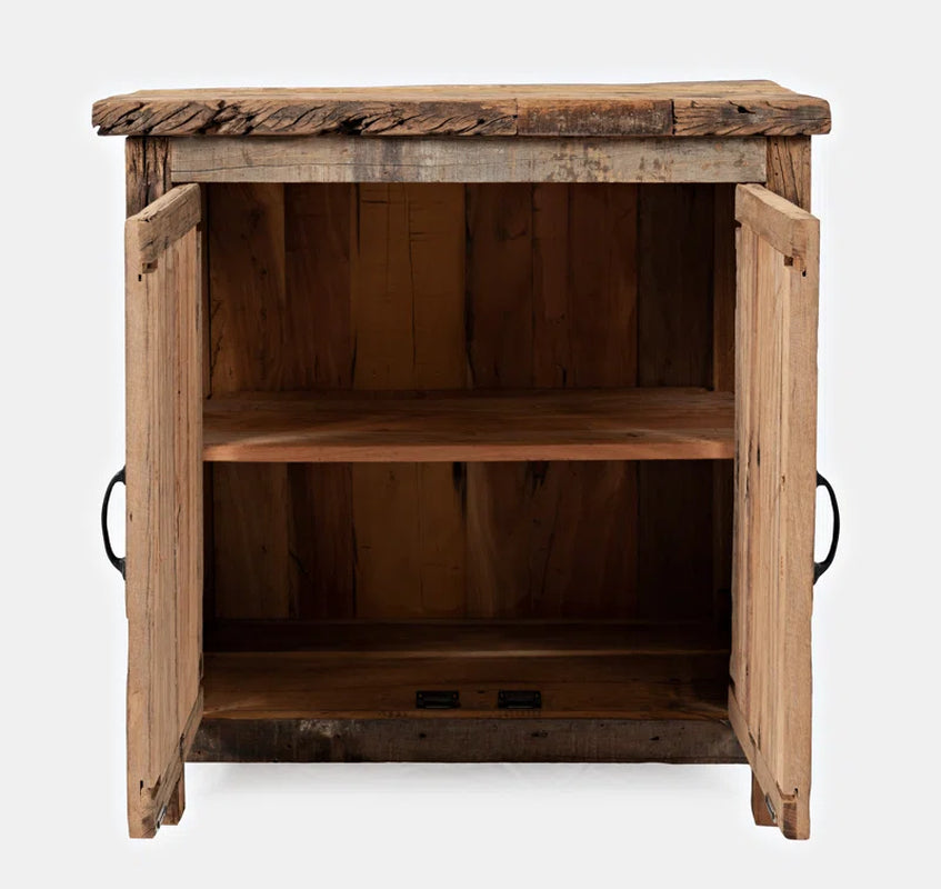 Gabinete de almacenamiento con acento industrial rústico de madera maciza para comedor