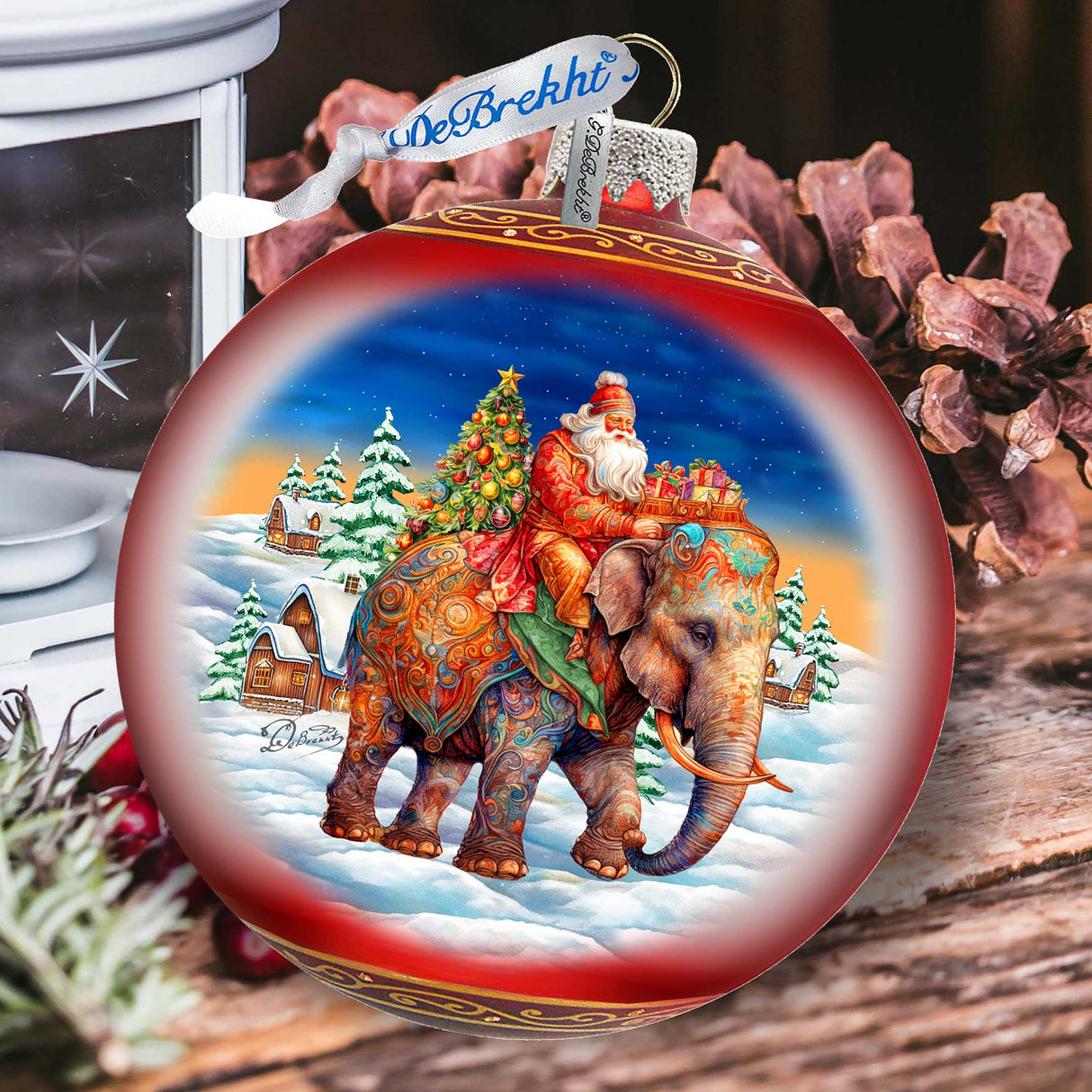 Adorno de bola de cristal de 12,7 cm con forma de trineo de safari - Decoración navideña - 73945 Adorno navideño de vidrio de mercurio - Adornos para árbol de Navidad de GDebrekht