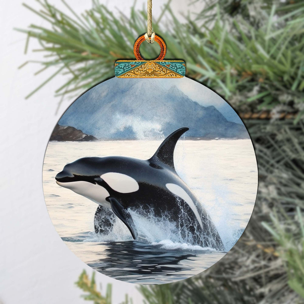 Adornos de madera de orcas de Alaska de G.Debrekht - Decoración navideña con temática de vida silvestre - 870051