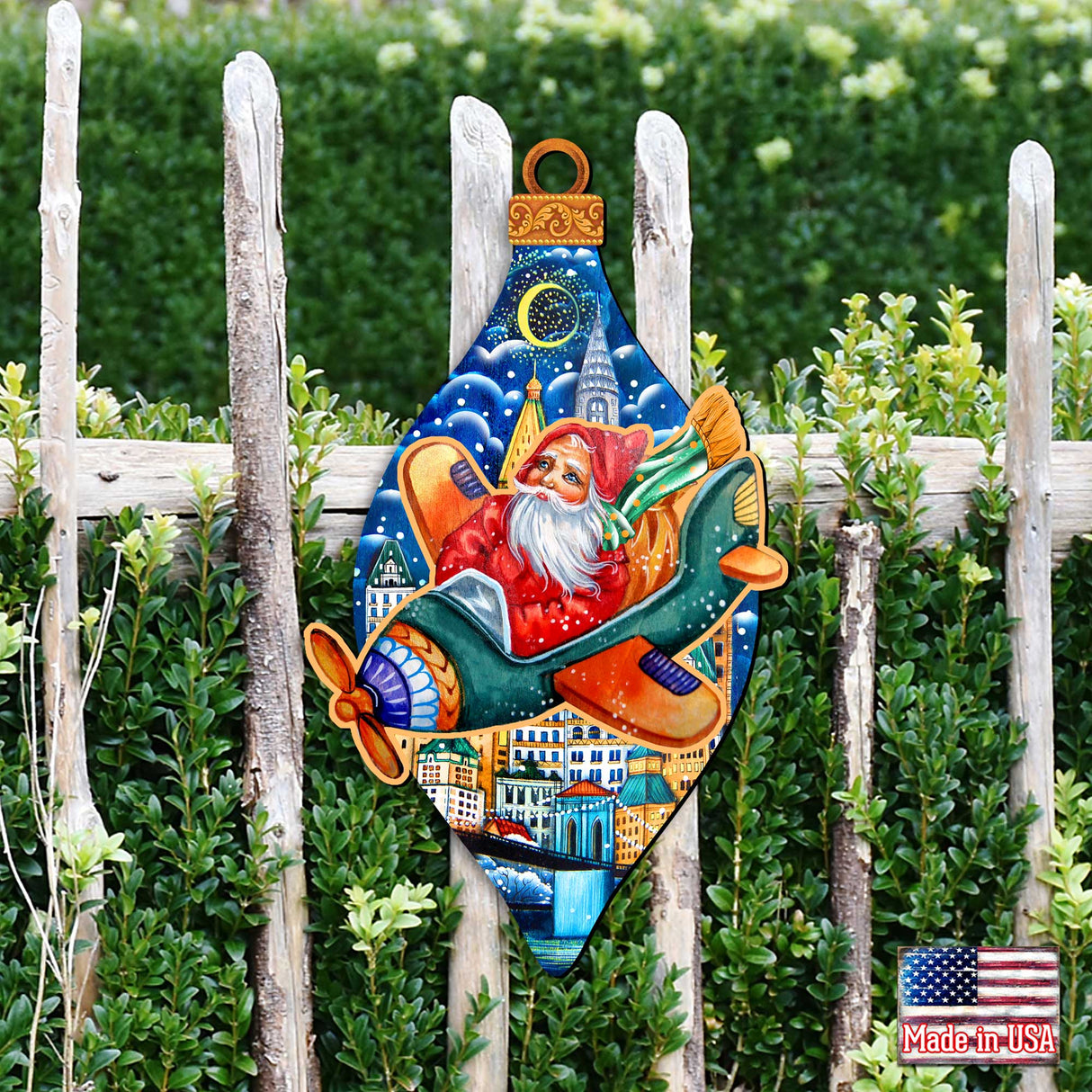 Decoración navideña para puerta con Papá Noel en un avión de G. DeBrekht - Decoración navideña con muñeco de nieve de Papá Noel - 8112170H