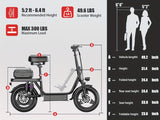 Trottinette électrique pour adultes, avec siège, moteur 740 W, autonomie jusqu'à 32 km/h, batterie 48 V 56,4 V 15 Ah, pneu 14 pouces, avec boîte arrière.
