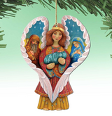 Adornos de madera de ángel de la Sagrada Familia de G. DeBrekht - Decoración navideña para la Natividad - 8154107