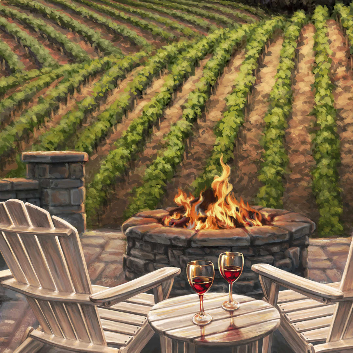 Arte mural "Vino al atardecer" de D. Gelsinger - Family Love Decor - 95684B-DG