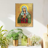 Icono sagrado ortodoxo religioso de madera bañado en oro de la Madre de Dios de la Ternura - Decoración inspiradora - 85012
