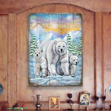 Arte mural de madera con osos polares de Nature Wonders - Decoración de vida silvestre - 95215B