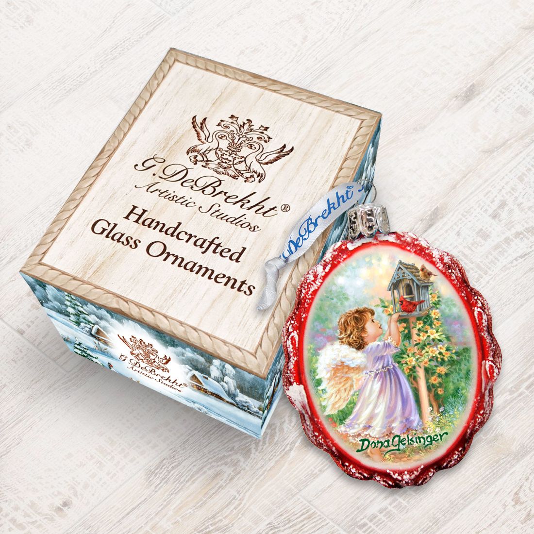 Adorno de vidrio "Ángeles cerca de Mercurio" de D. Gelsinger - Decoración navideña - 778116-DG