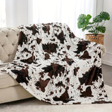 Manta suave y cálida con estampado de vaca, franela ligera y afelpada para sofá, cama, regalo decorativo para el hogar en todas las estaciones.