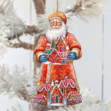 Adornos de madera de Papá Noel y la casa de jengibre de G. Debrekht - Decoración navideña de Papá Noel y muñeco de nieve - 8691404