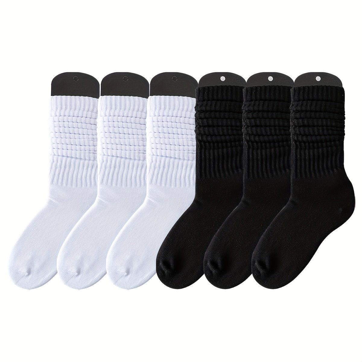 Conjunto de 3 pares de calcetines de media pantorrilla modernos para mujer, de punto liso, suaves y transpirables, tallas grandes (0XL-2XL).