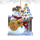 Adornos de madera de muñeco de nieve con guitarra rockera de Gelsinger - Decoración navideña de muñeco de nieve de Papá Noel - 8121120-1531