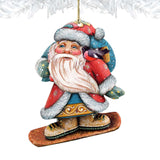Downslope Santa Christmas Wooden Ornaments by G. DeBrekht - Christmas Santa Snowman Decor - 8119171