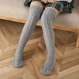 Calcetines altos de punto trenzado cómodos - Medias suaves y elegantes por encima de la rodilla para mujer - Calidez invernal, ajuste perfecto, talla única