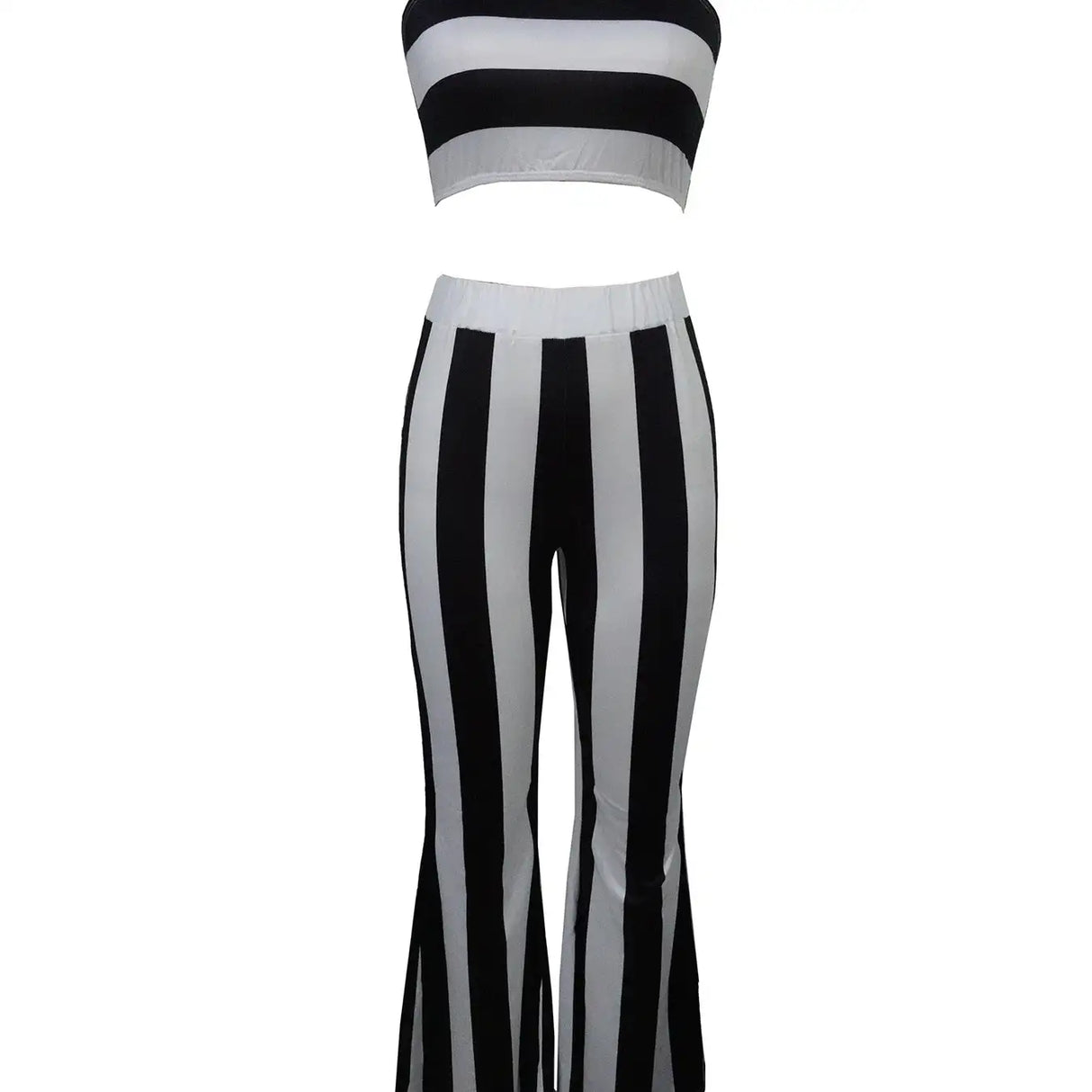 Women's Striped Camisole Vest Slim Fit Flared Pants Set - Lootquake