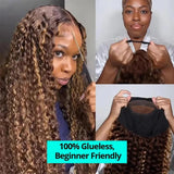 4/27 Highlight Ombre Deep Wave HD Lace Front Wig 180 Density Curly 30 nch 13x5 Brown 13x6 Lace Frontal Human Hair Wig Brazilian