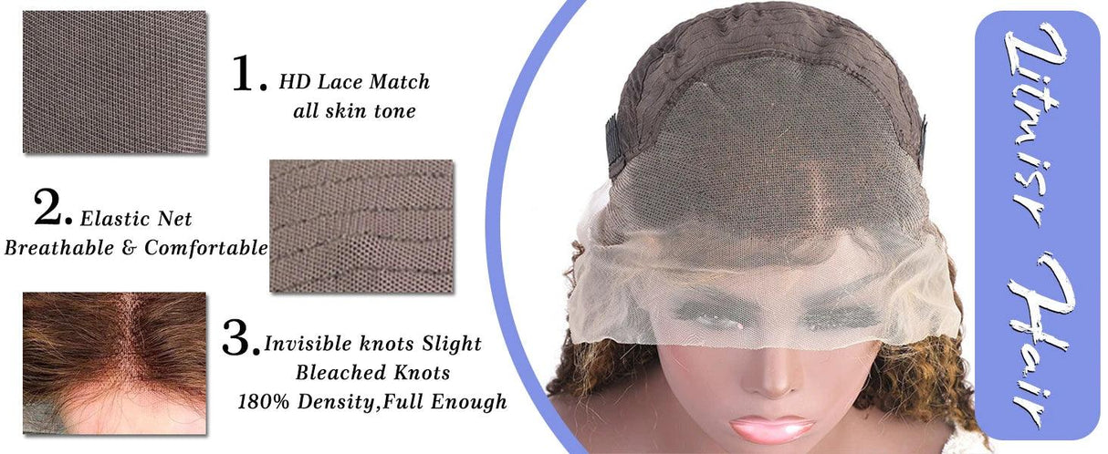 4/27 Highlight Ombre Deep Wave HD Lace Front Wig 180 Density Curly 30 nch 13x5 Brown 13x6 Lace Frontal Human Hair Wig Brazilian