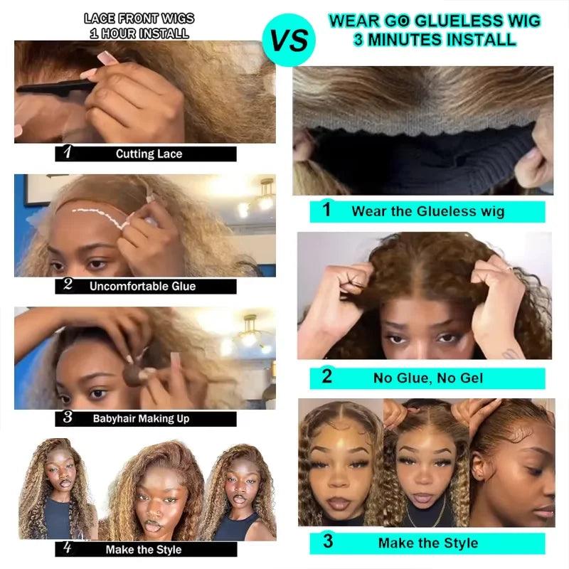 4/27 Highlight Ombre Deep Wave HD Lace Front Wig 180 Density Curly 30 nch 13x5 Brown 13x6 Lace Frontal Human Hair Wig Brazilian