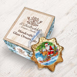 Coastal Decorations - Santa Claus Surfing Keepsake Glass Ornaments by G. Debrekht - Christmas Decor - 777419