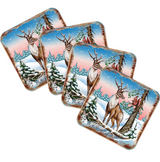 Deer Wooden Cork Coasters Gift Set of 4 by Nature Wonders - Nature Wildlife Decor  - 95379C-S4