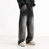 American-style Heavy Washed Black And Gray Straight Jeans Men's Loose Wide Leg Casual Trousers - Lootquake