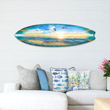 Tabla de surf al atardecer, arte costero para puerta de G. DeBrekht - Decoración costera con vida marina - 8490103HS