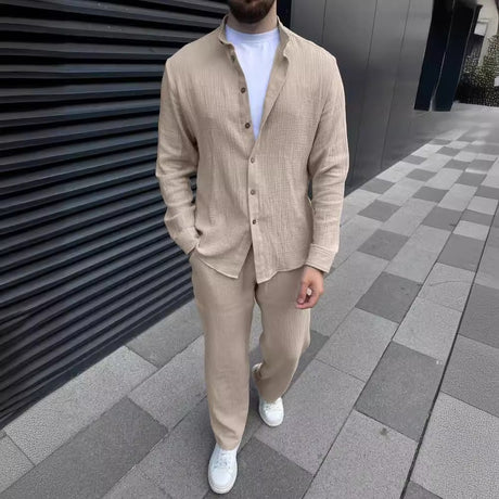 Cotton Men Suit Fashion Comfortable Top Pants - Lootquake