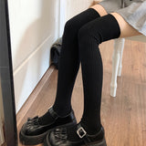 Calcetines de canalé lisos por encima de la rodilla para mujer, cómodos y cálidos, gruesos y hasta el muslo.