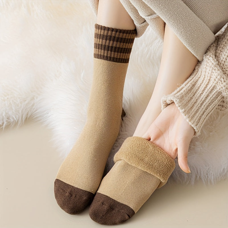 5/10 pares de calcetines a rayas, calcetines de tubo medio cómodos y cálidos, medias y calcetas para mujer