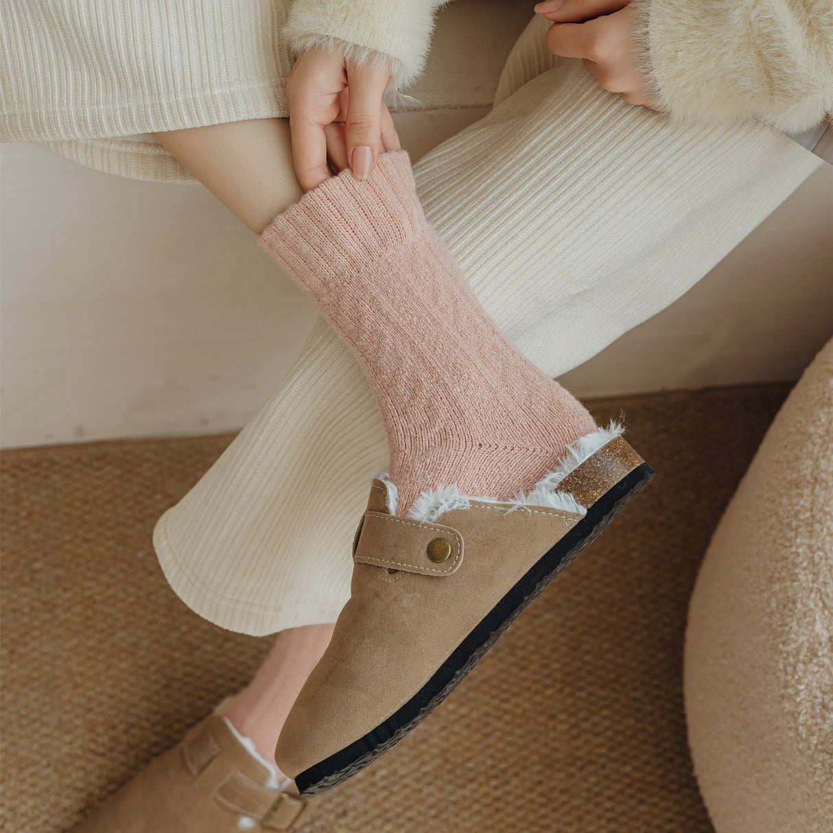 5 pares de calcetines de rizo liso, sencillos y cálidos, de tubo medio, medias y calcetería para mujer
