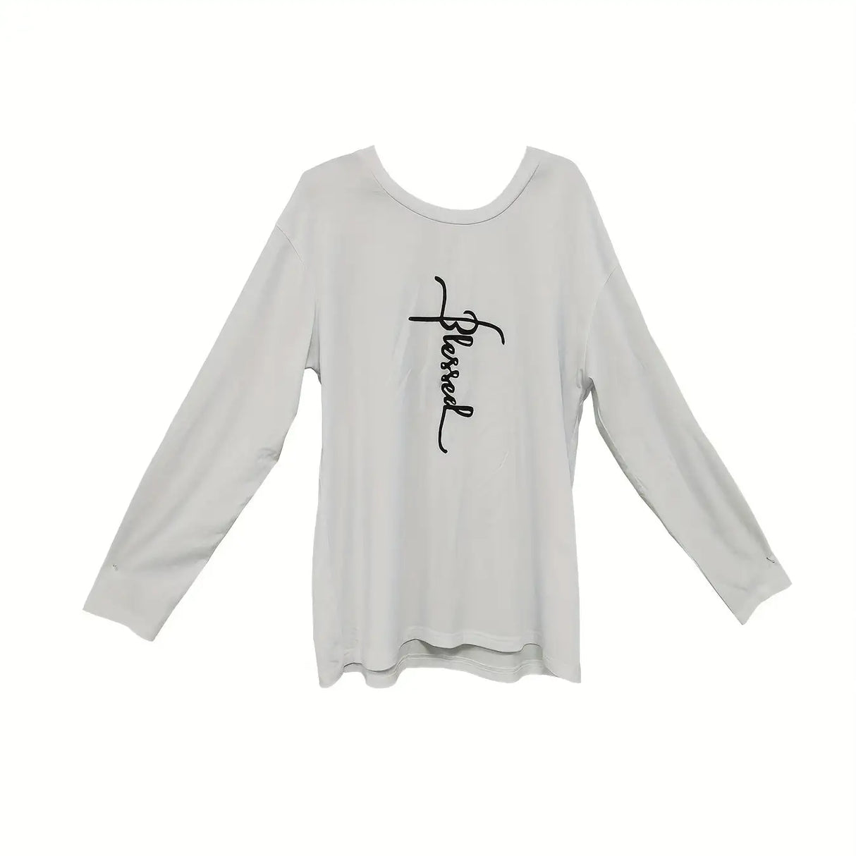 Ladies Off Shoulder Autumn Winter Letter Printed Casual White Long Sleeved T-shirt Top - Lootquake
