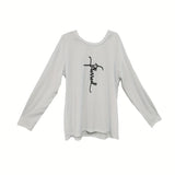Ladies Off Shoulder Autumn Winter Letter Printed Casual White Long Sleeved T-shirt Top - Lootquake