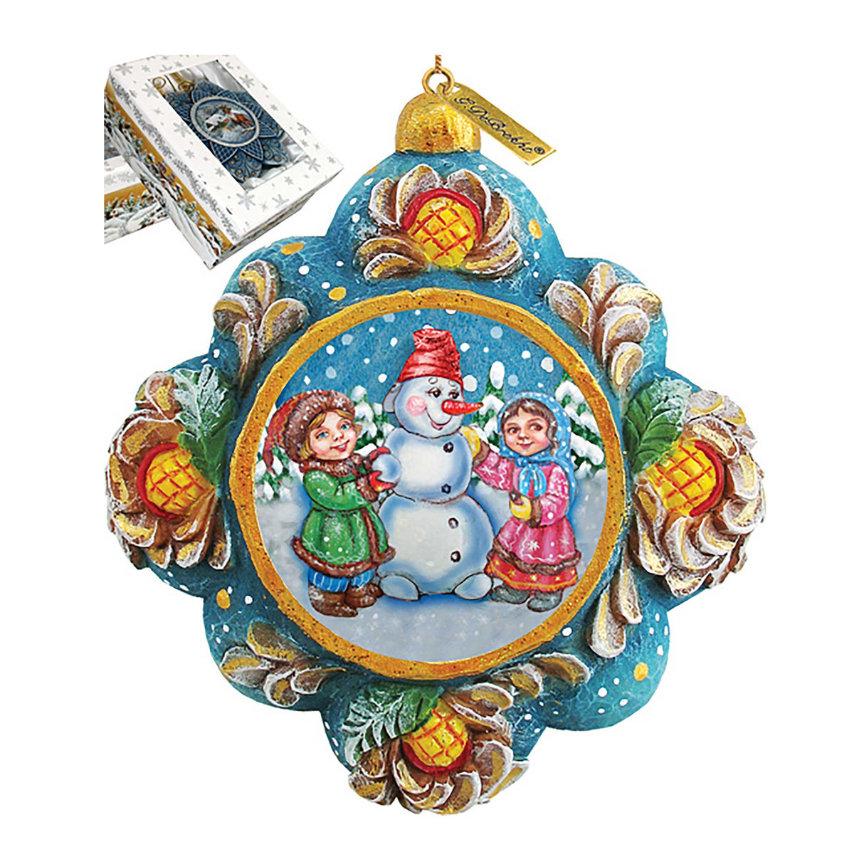 Frosted Story Sculpted Hand-Painted Christmas Ornament by G. DeBrekht - Christmas Santa Snowman Decor - 6102522