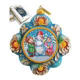 Frosted Story Sculpted Hand-Painted Christmas Ornament by G. DeBrekht - Christmas Santa Snowman Decor - 6102522