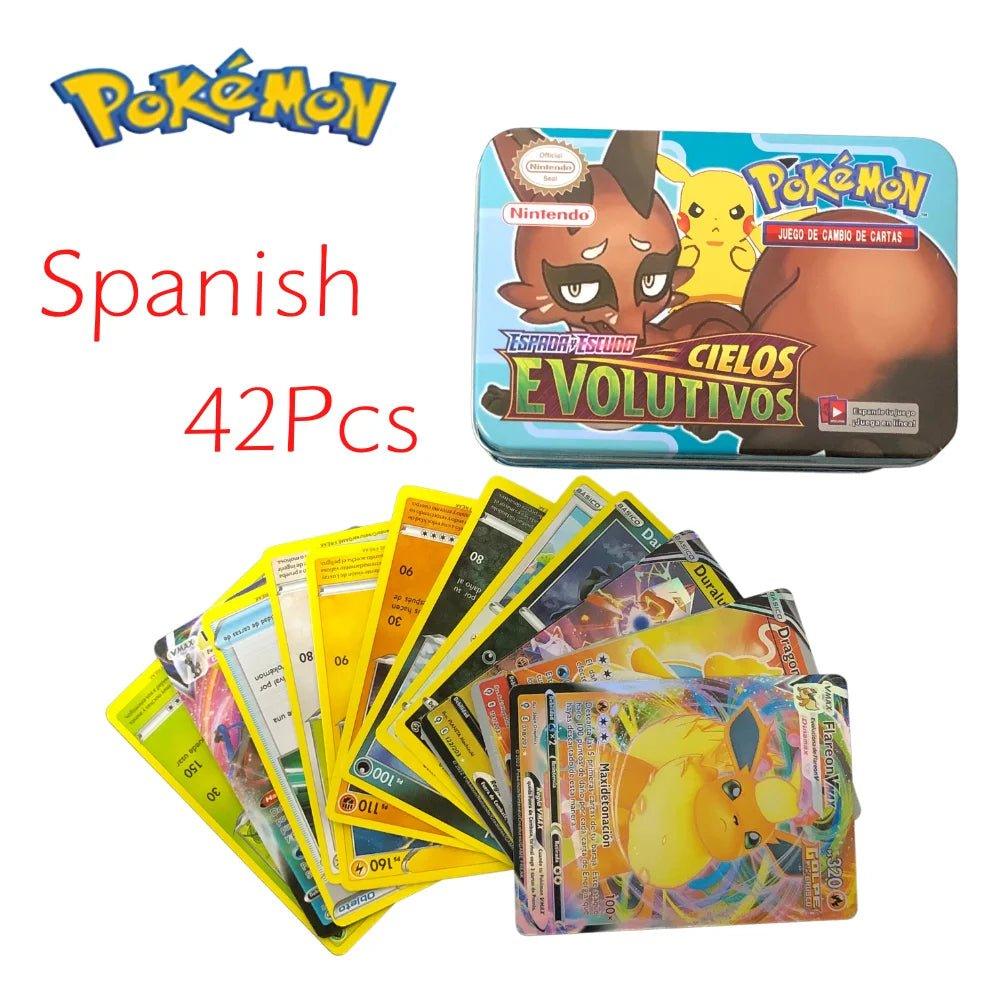 42pcs/set Iron Metal Box Pokemon TAKARA TOMY Battle Toys Lost Origin Pokemons Box with Pikachu Game Anime Bank Cards for Childre