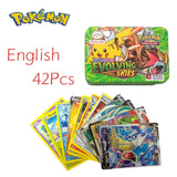 42pcs/set Iron Metal Box Pokemon TAKARA TOMY Battle Toys Lost Origin Pokemons Box with Pikachu Game Anime Bank Cards for Childre