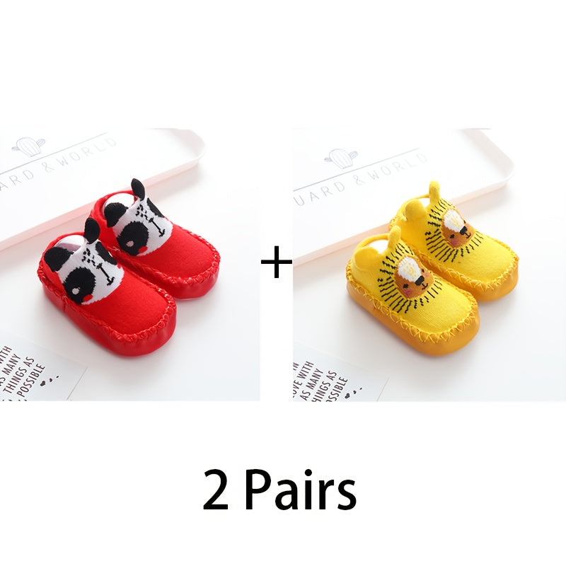 Lot de 2 paires de chaussettes de marche antidérapantes pour bébé garçon et enfant, chaussettes de sol respirantes et confortables pour l'intérieur, chaussettes pour chaussures d'enfant