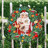 Santa Wreath with Birds Door Decor by G. DeBrekht - Christmas Santa Snowman Decor - 8185320H
