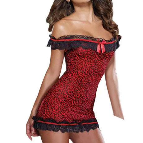 Leopard Print Sexy Lingerie Lace Nightdress - Lootquake